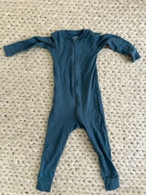 Teal Zippered Kids open Footie One-Piece